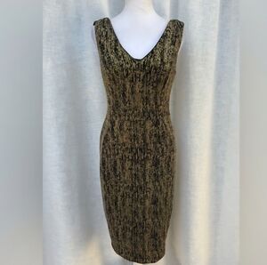 Calvin Klein Black and Gold Midi Dress